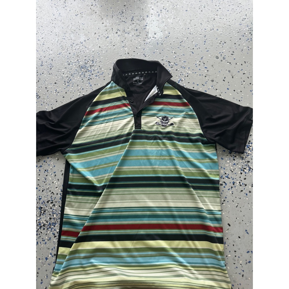 Tattoo Golf Polo Shirt Retro Collection‎ ProCool Skull Stripe Mens Large